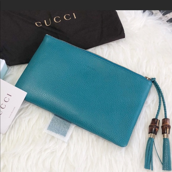 Gucci Handbags - Gucci Bamboo Leather Clutch NWT